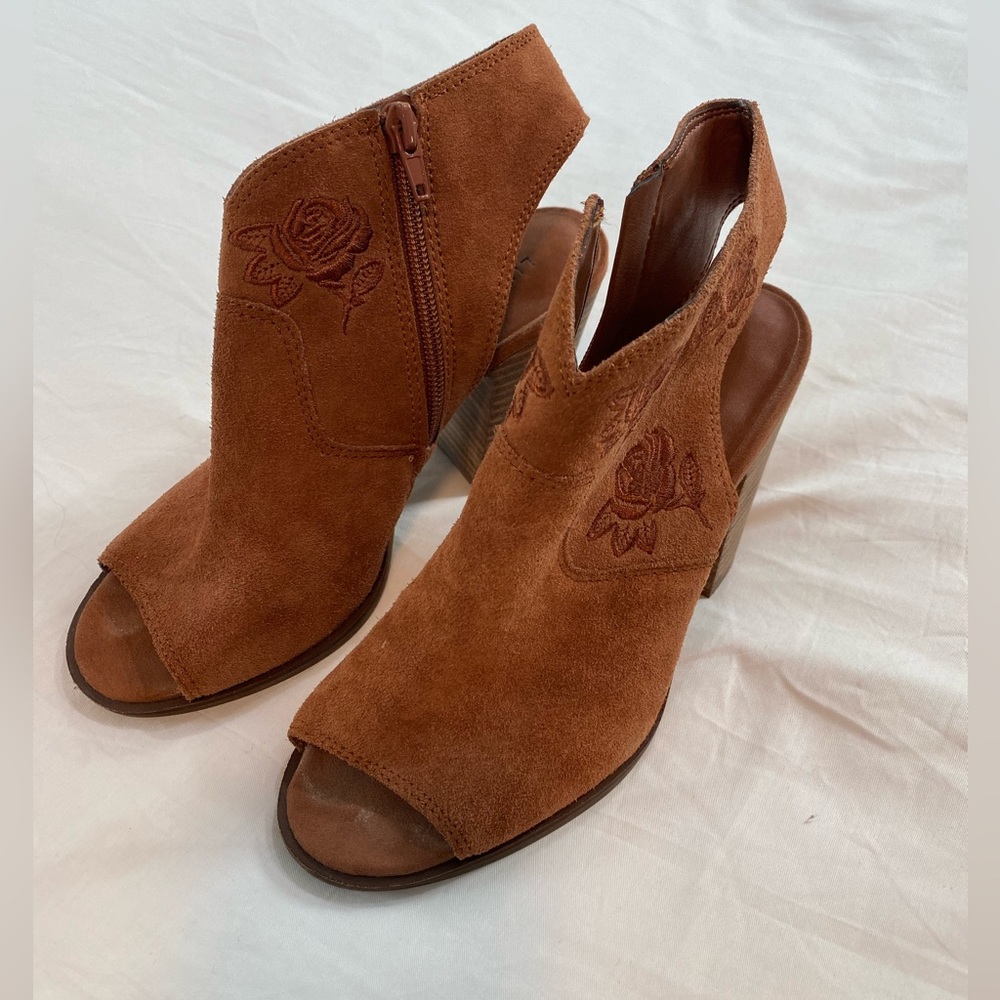 Lucky Brand open toed heeled boots